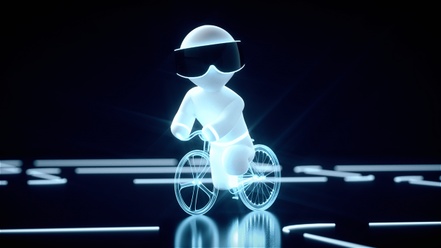 Minion on a virtual bike